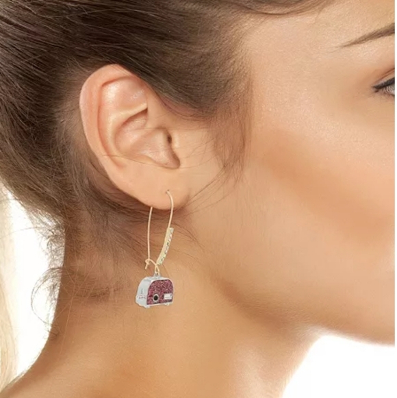 Betsey Johnson Gold-Tone Drop Earrings with Red & Pink Glitter Charms - Picture 13 of 14